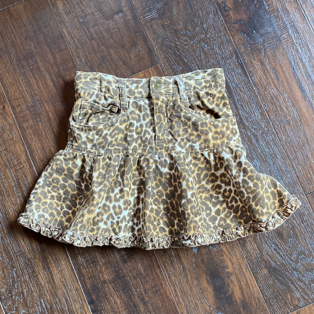 Vintage animal print Children’s Place corduroy ruffled mini skirt skort 24 mo